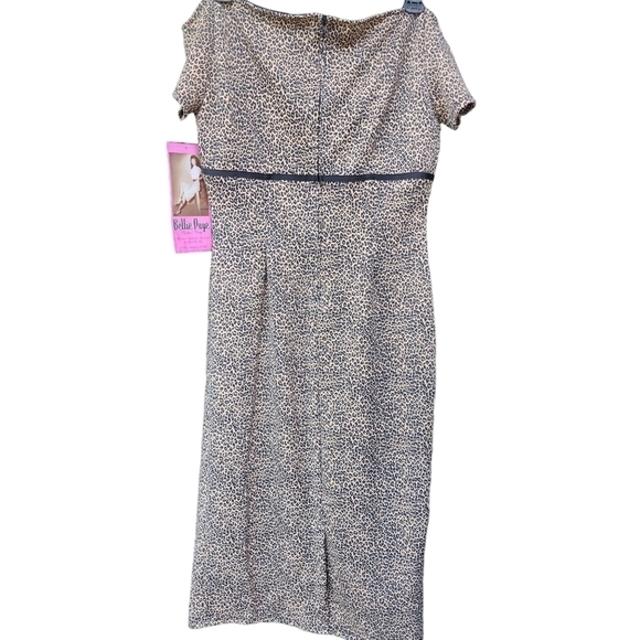 NWT Bettie Page sz 4 Queen of Pinups animal Cheetah print off shoulder dress - Picture 4 of 15